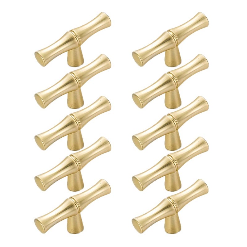 AchNau 10pcs Cabinet Knobs Single Hole Bamboo Shape Kitchen Cupboard Dresser Closet Drawer Door Handles Pulls Gold - Image 1